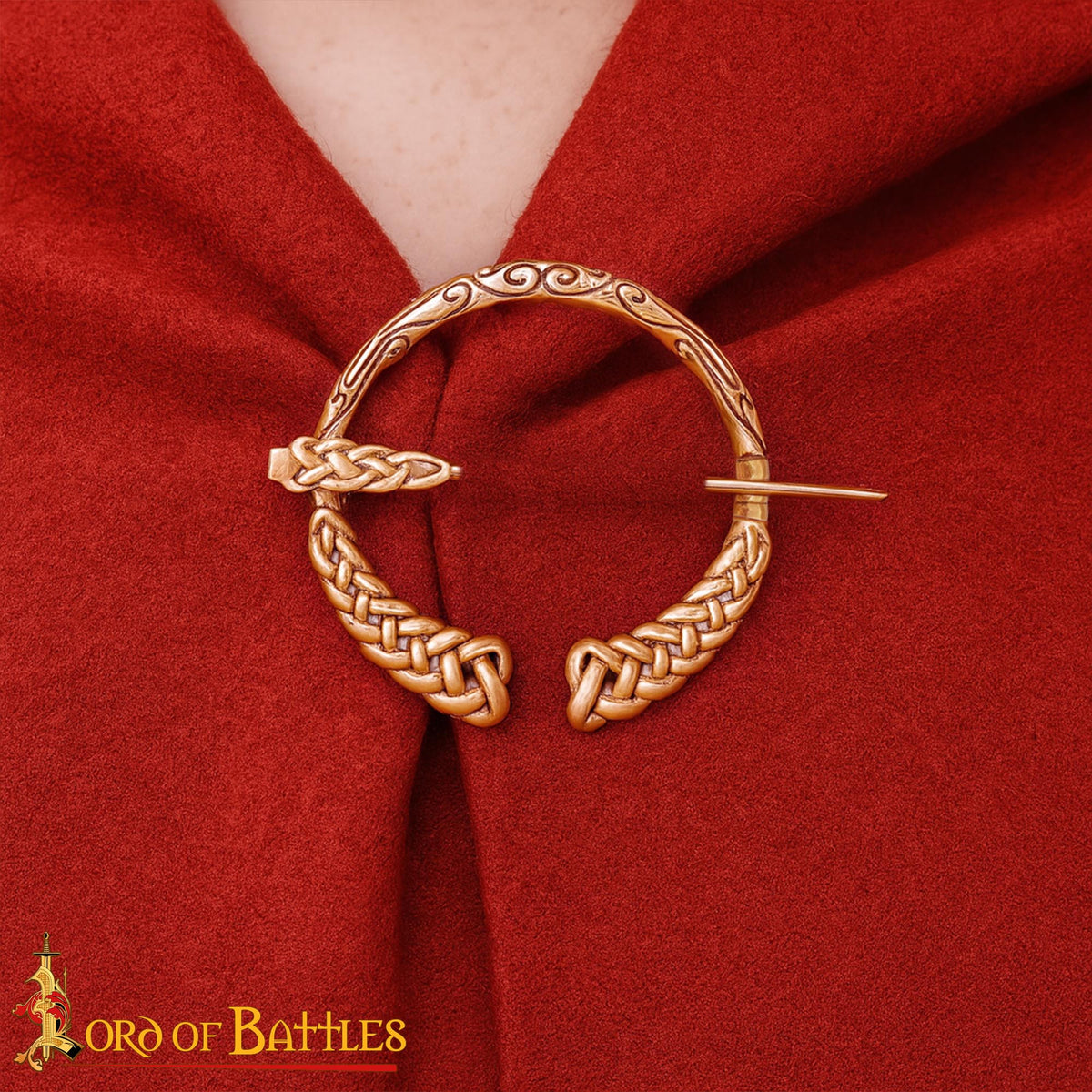 Broche vikingo en bronce trenzado nudos nórdicos