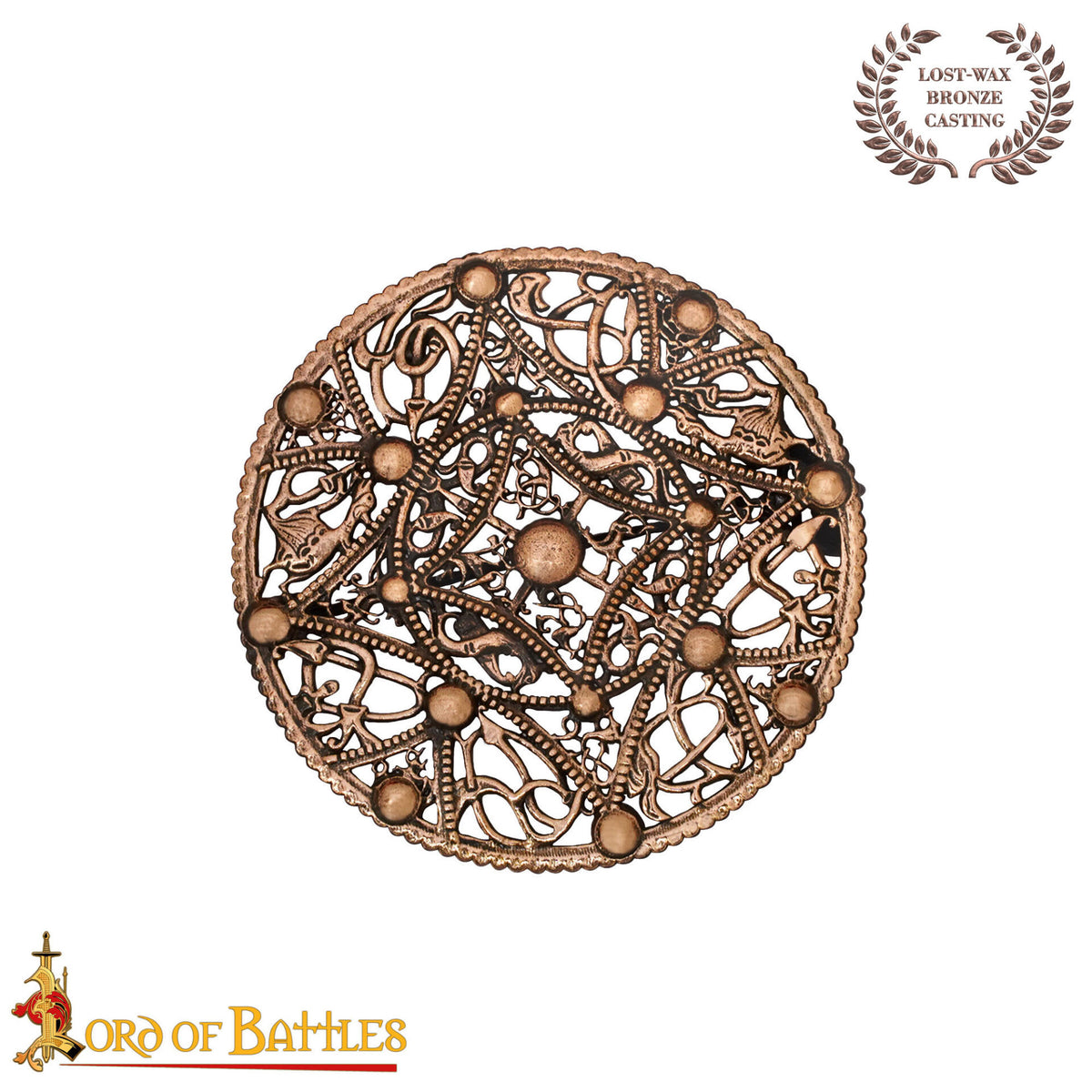 Broche vikingo en bronce envejecido filigrana estilo nòrdico