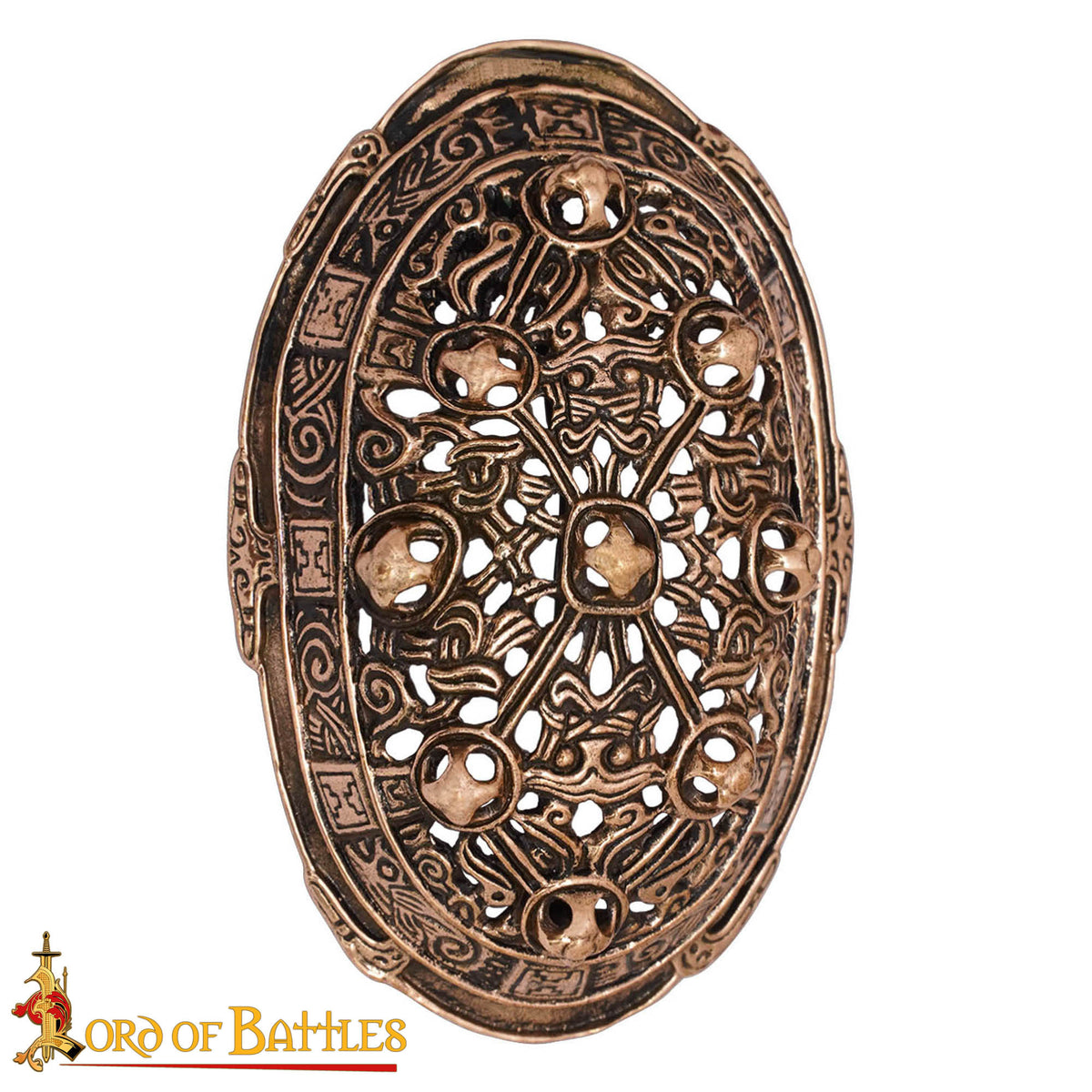 Broche vikingo oval siglo IX en bronce envejecido