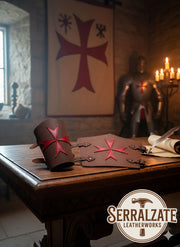 Brazaletes templarios Cruz de las ocho beatitudes en marrón oscuro