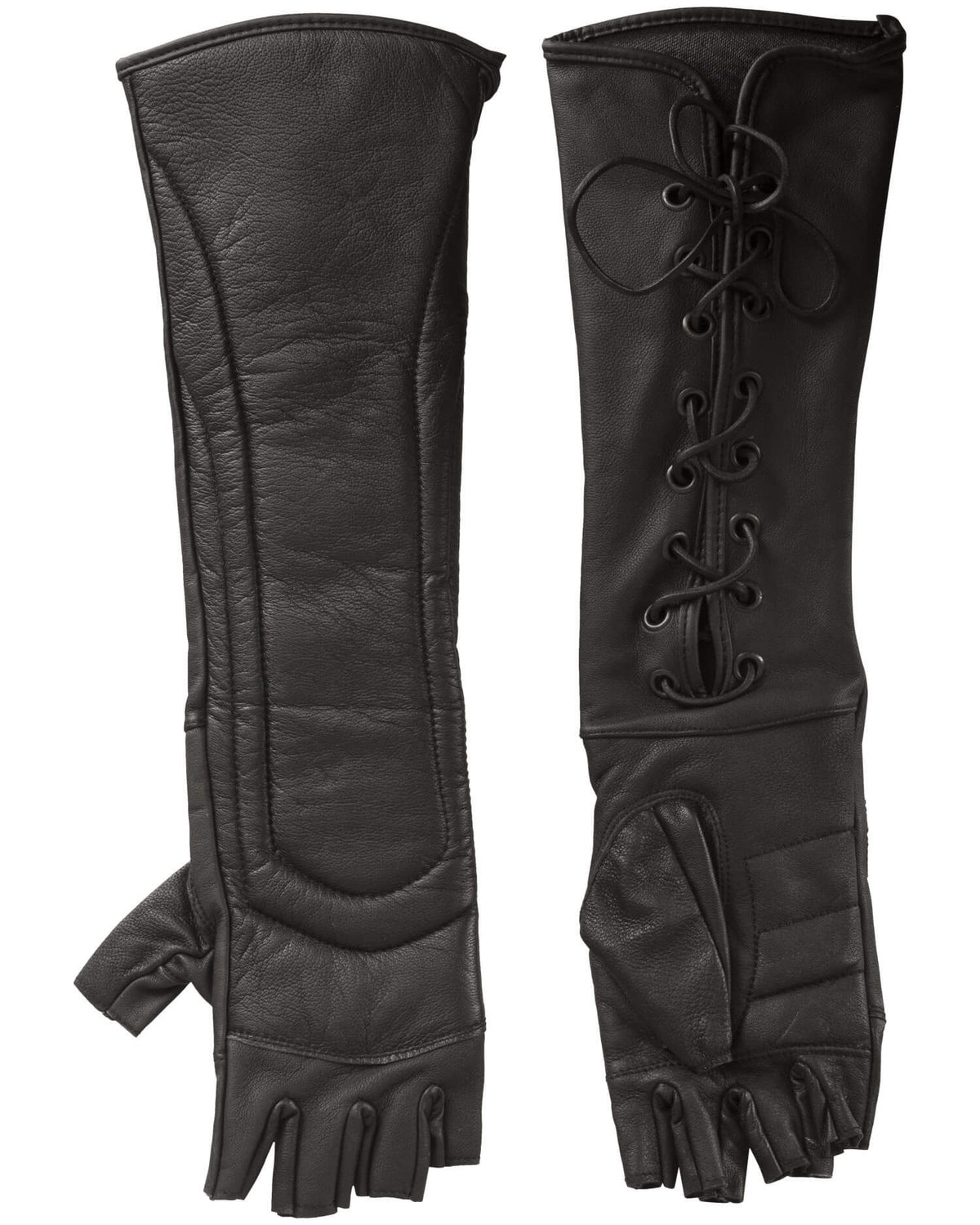 Guantes medievales sin dedos en piel modelo Gillian, color negro
