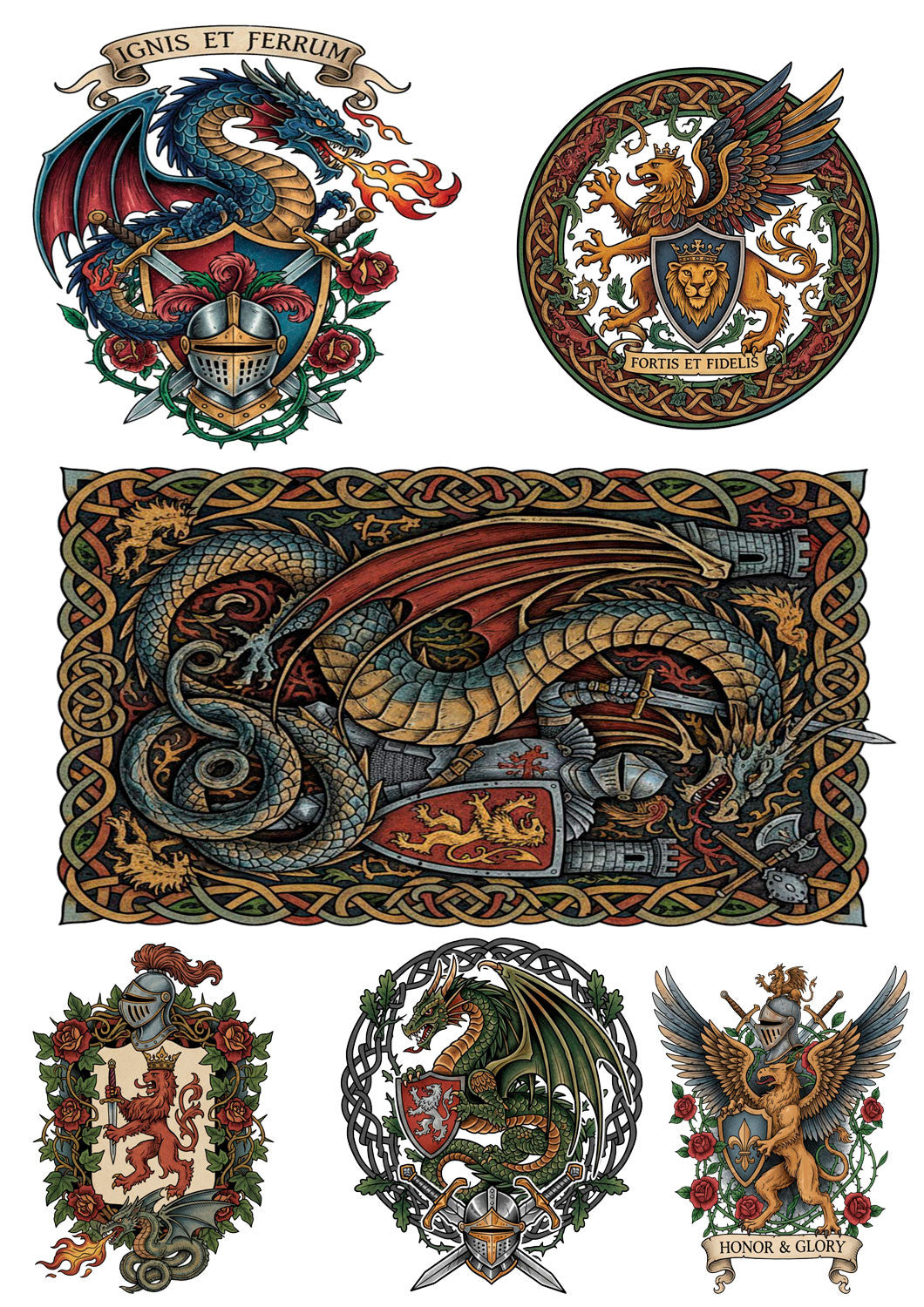 Tatuaje temporal Temática Medieval, a color