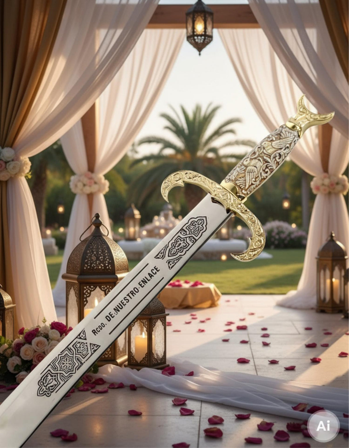 Cimitarra para bodas (sin texto personalizado grabado)