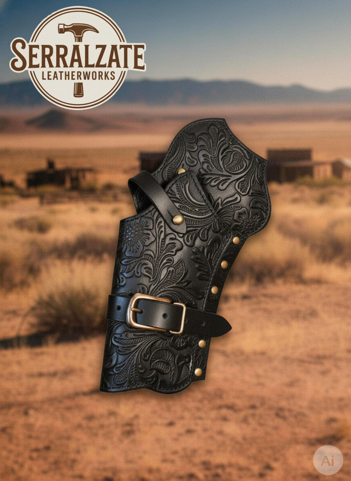 Funda de cartuchera Deluxe para revólveres del oeste, negra