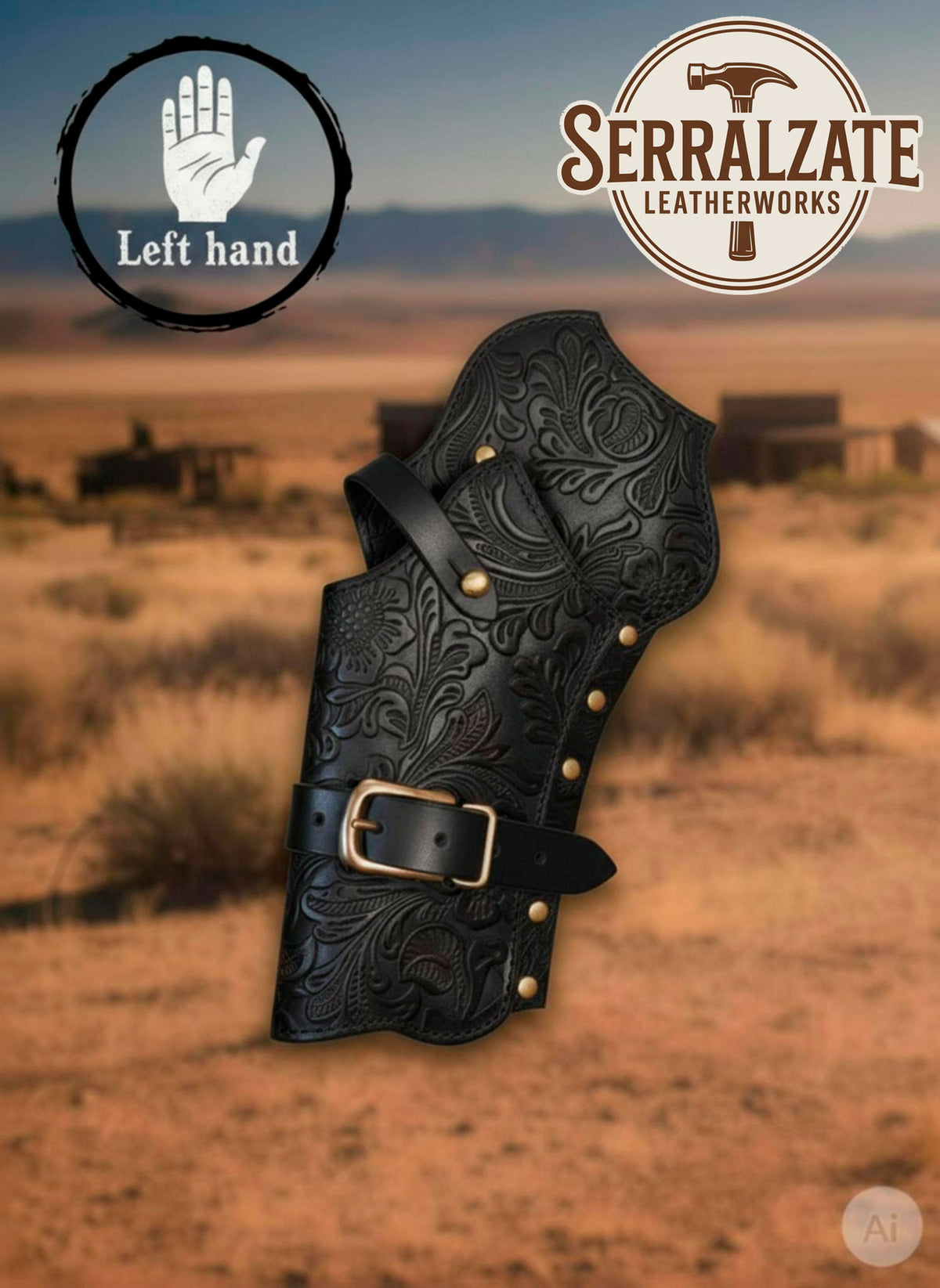 Funda de cartuchera Deluxe para revólveres del oeste, negra