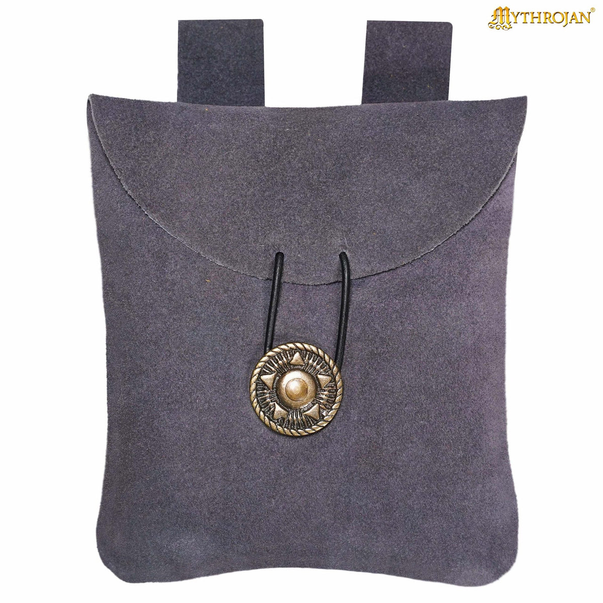 Bolso riñonera medieval piel de gamuza, color azul