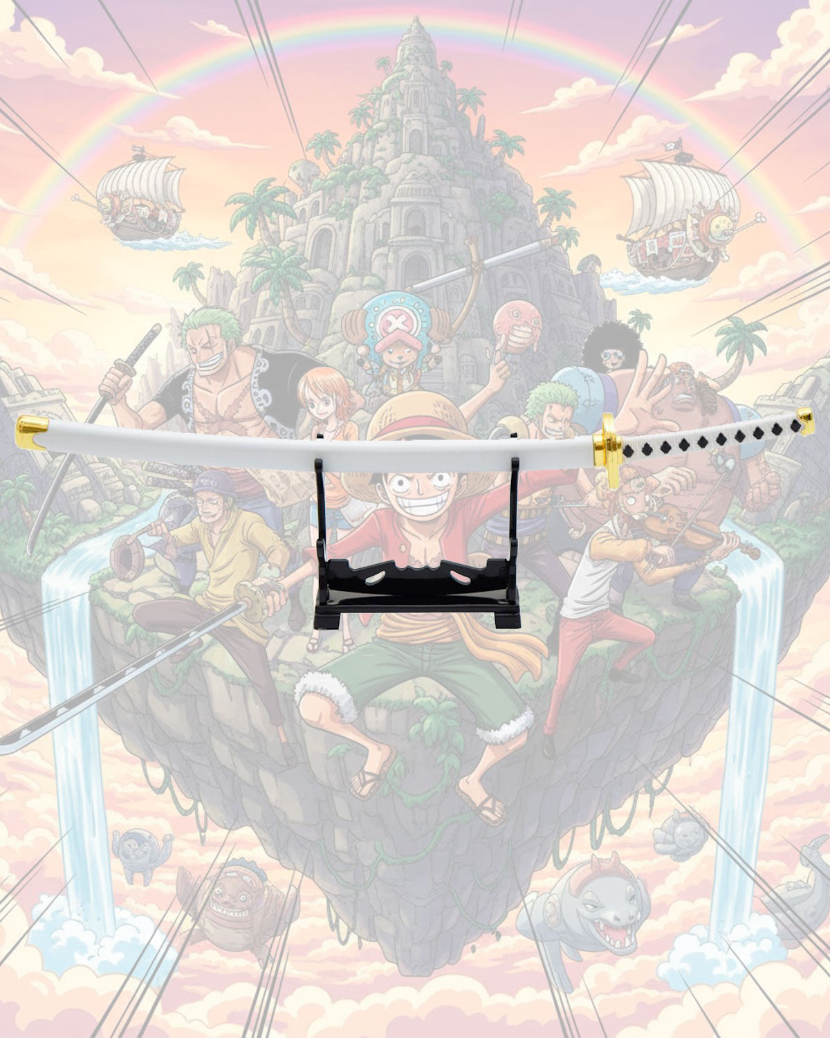 Mini katana con stand Wado Ichimonji de Zoro, One Piece