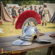 Casco de Centurión Romano cresta roja, interior acolchado