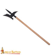 Hacha de asta medieval forjada, acero carbono (122 cm.)