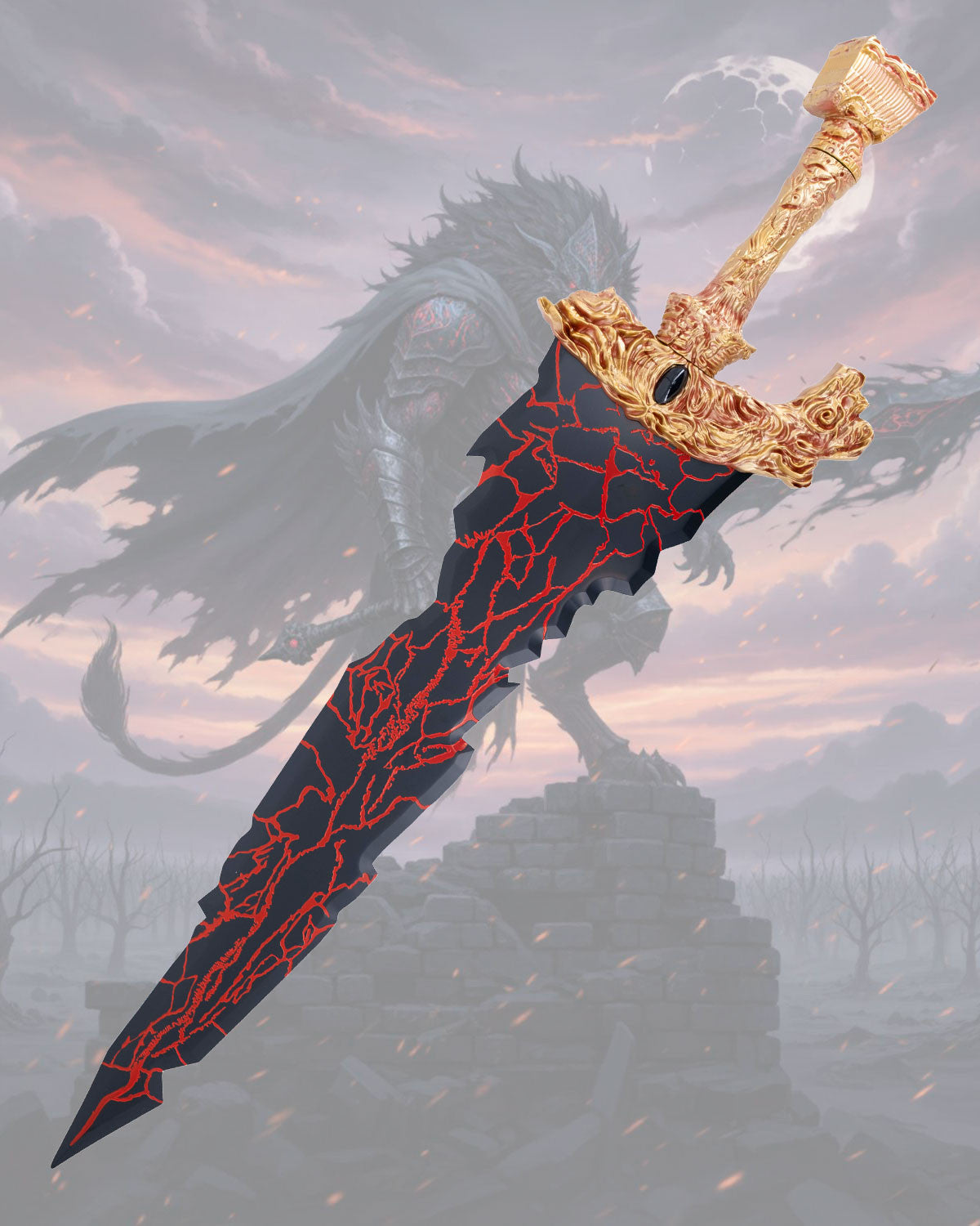 Réplica no oficial Espada Maliketh Elden Ring, con soporte