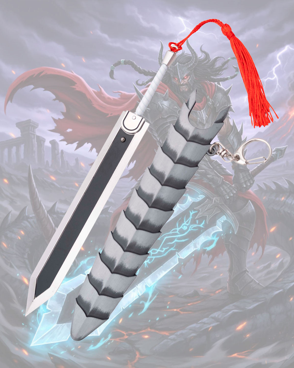 Llavero mini espada del Matadragones de Berserk, con soporte