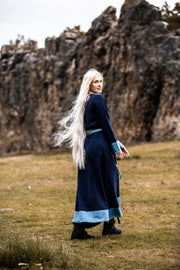 Vestido mujer vikinga Jorunn, Azul-Azul Claro