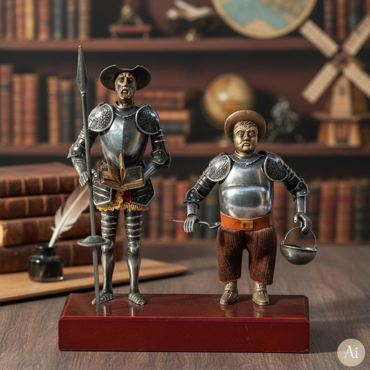 Figura Don Quijote y Sancho Panza, 24 cms.