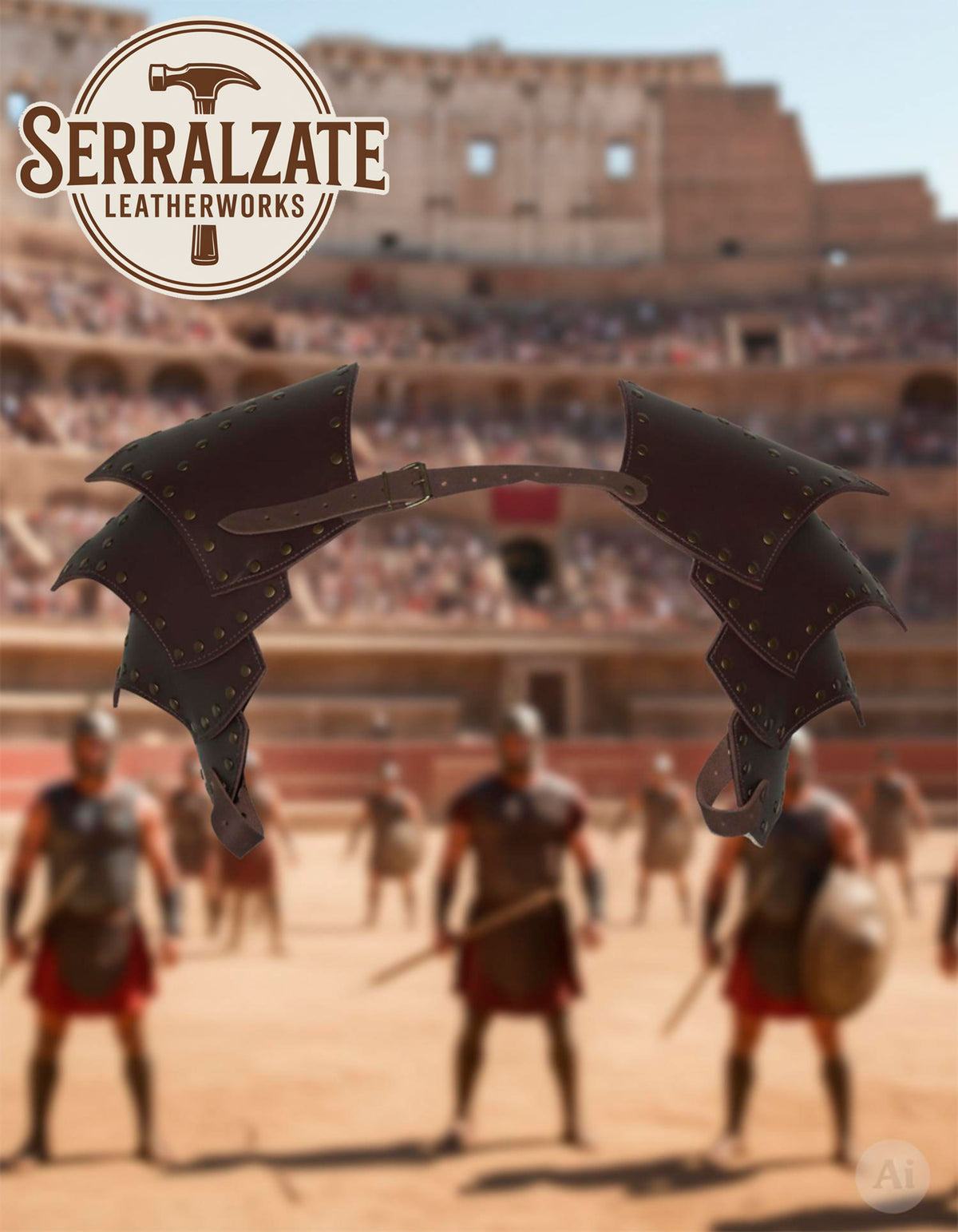 Hombreras de Cuero con Remaches para recreaciones, marrones