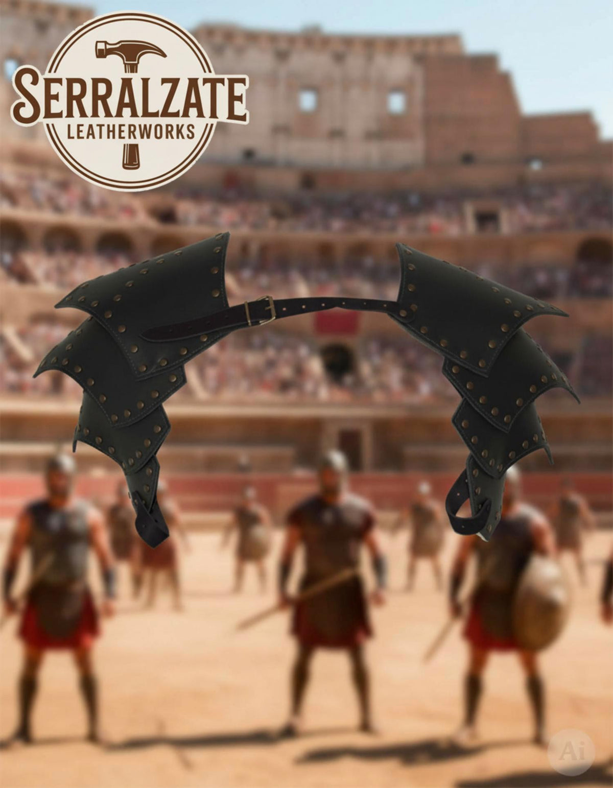 Hombreras de Cuero con Remaches para recreaciones, negras