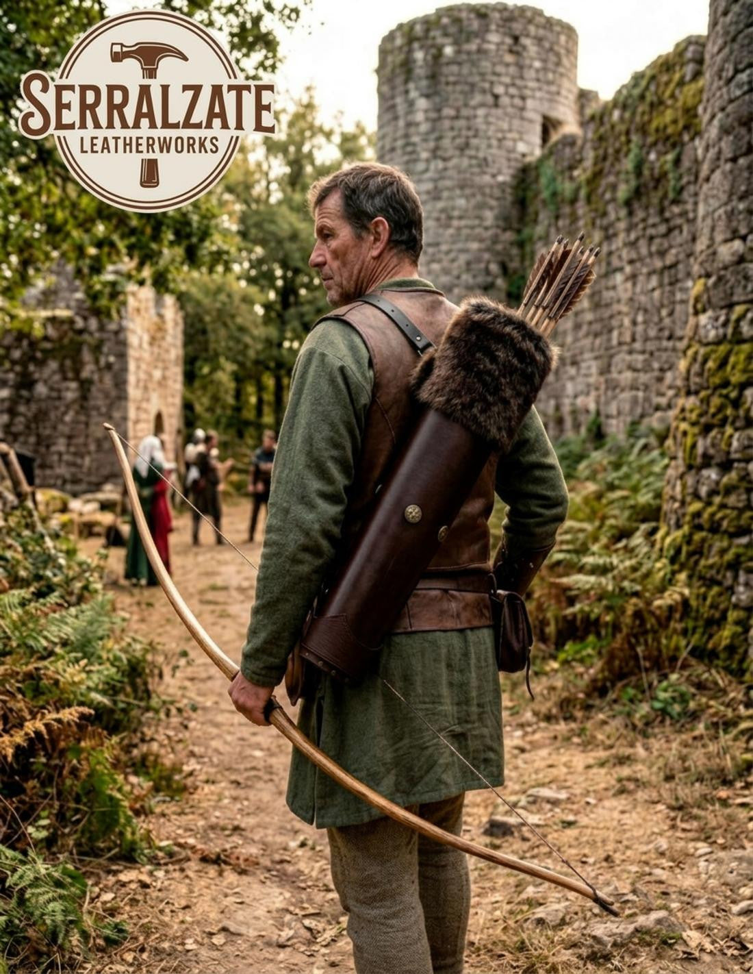 Carcaj de Espalda medieval en Cuero marrón _IA