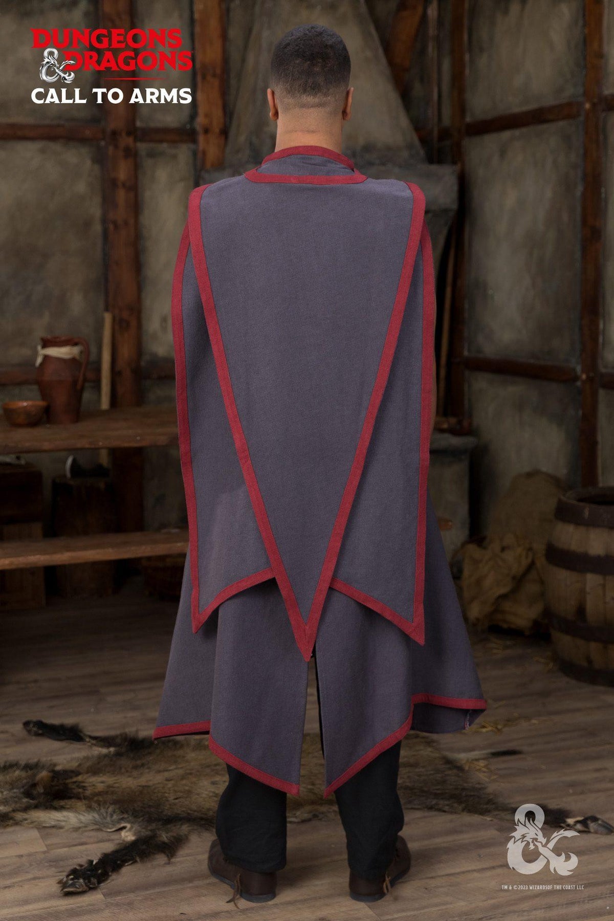 Capa de hechicero Dungeons y Dragons, color gris-rojo