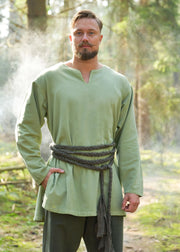 Cinturón medieval trenzado de algodón, color verde