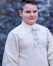 Camisa medieval para niños modelo Benjamin, color blanco natural