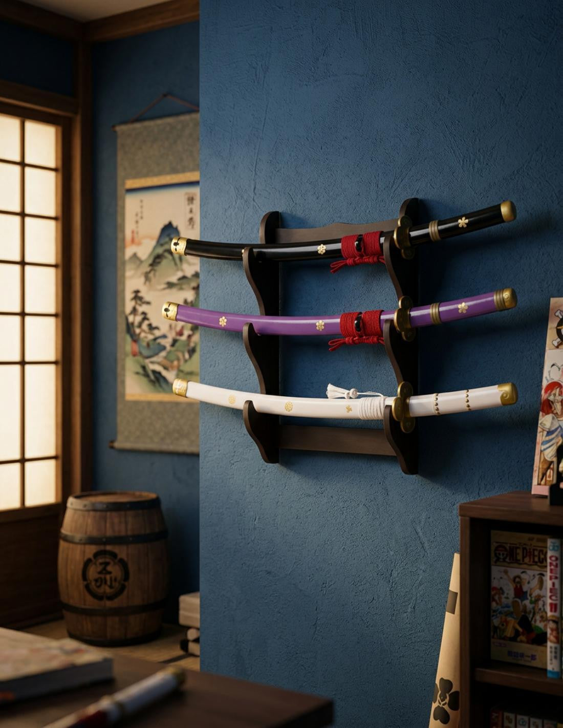 Pack Katanas Enma de One Piece más stand de pared