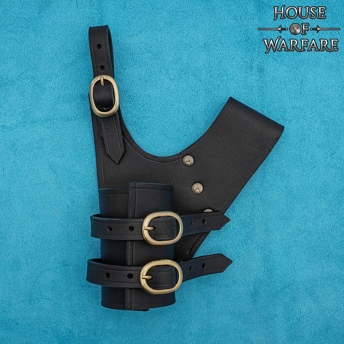 Tahalí medieval en cuero negro para espadas (para diestros)