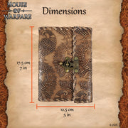 Diario medieval hecho a mano en cuero repujado diseño Pavo Real