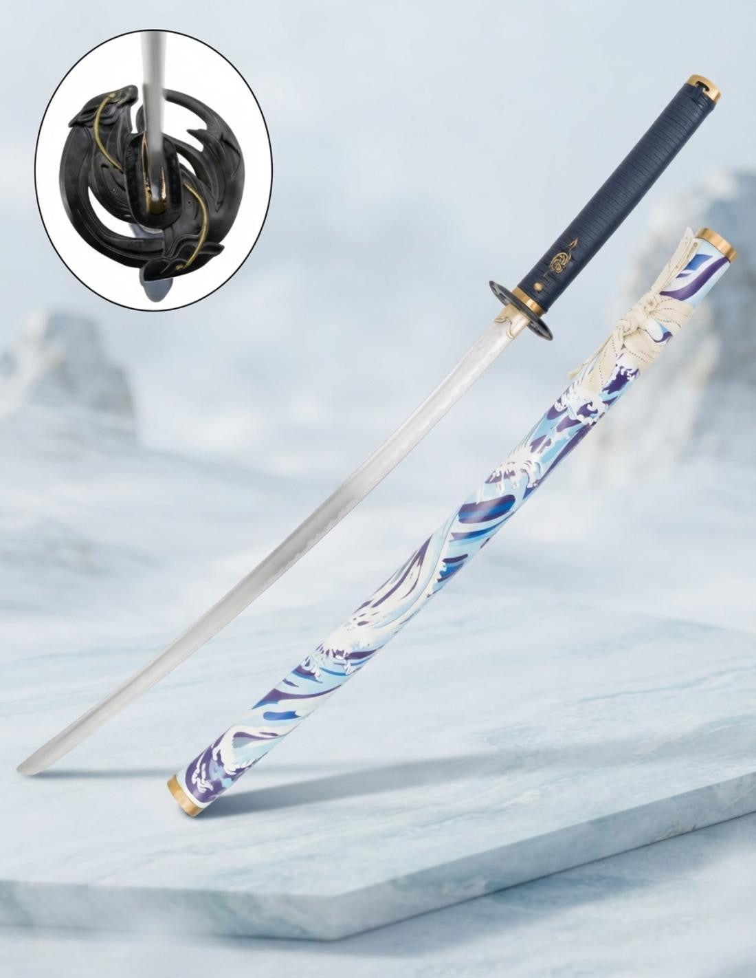 Katana decorativa inspirada en Ghost of Yotei _IA