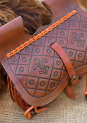 Bolso riñonera medieval Dordrecht en cuero marrón, siglos XIV-XV