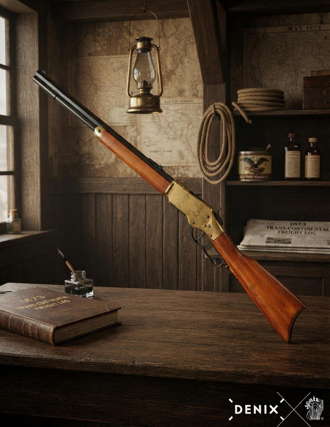Rifle de repetición con acción de palanca USA 1873, latón _IA