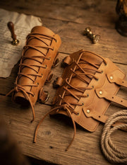 Brazaletes Medievales de Cuero con Hebillas y Cordones _IA