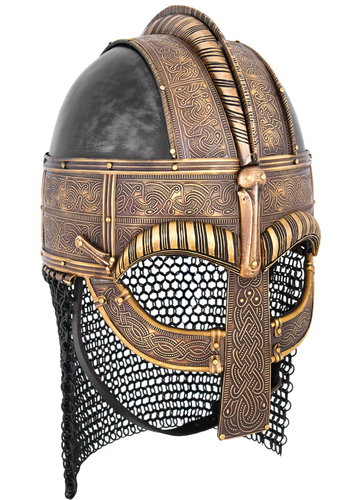 Casco Vikingo de Valsgarde con Malla de Acero - Réplica Histórica