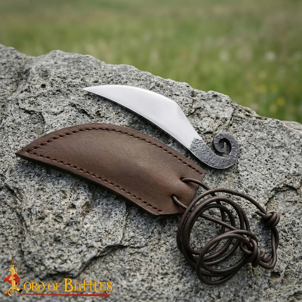 Cuchillo vikingo de cuello forjado con funda de cuero (10,7 cm.)