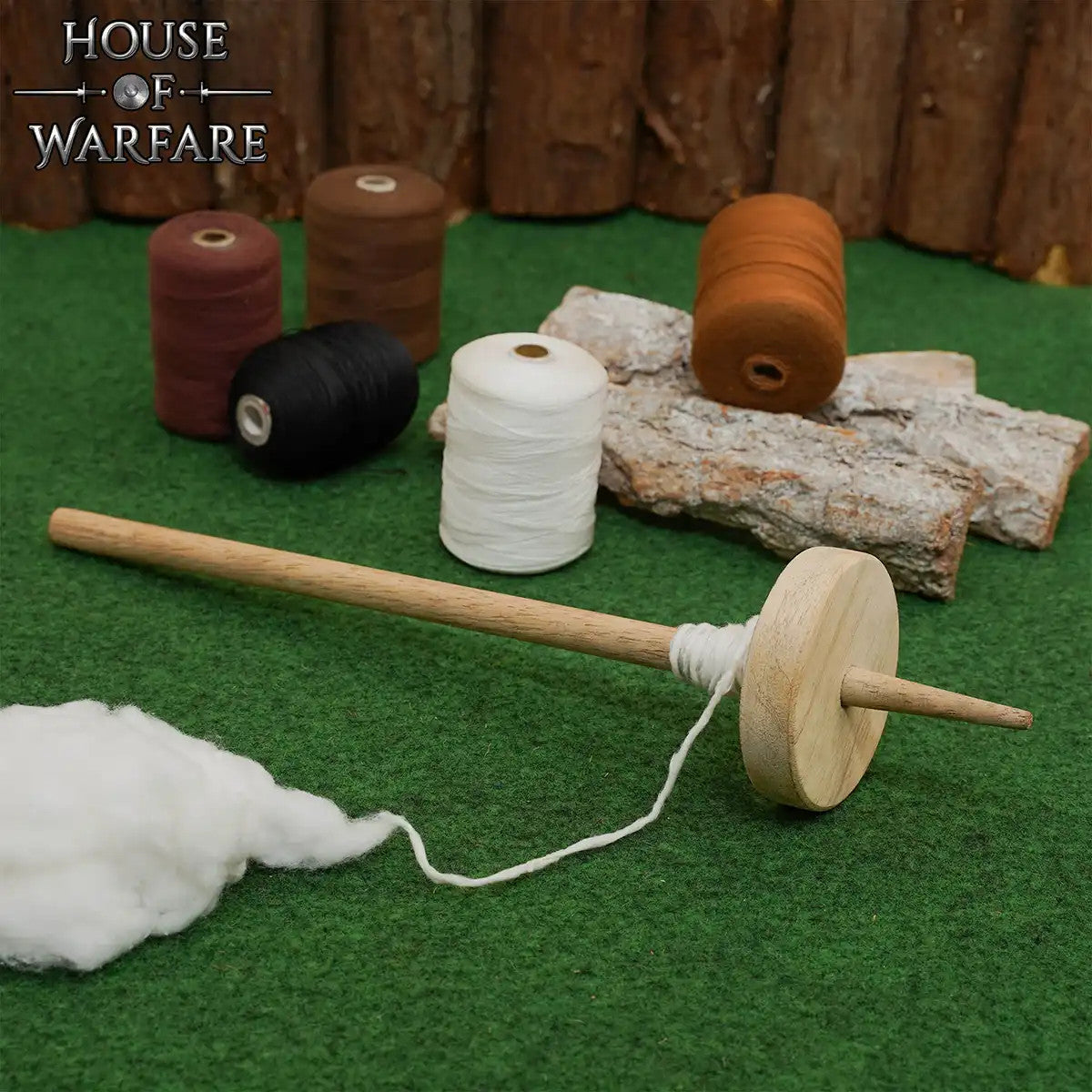 Husillo medieval en madera para hilado a mano