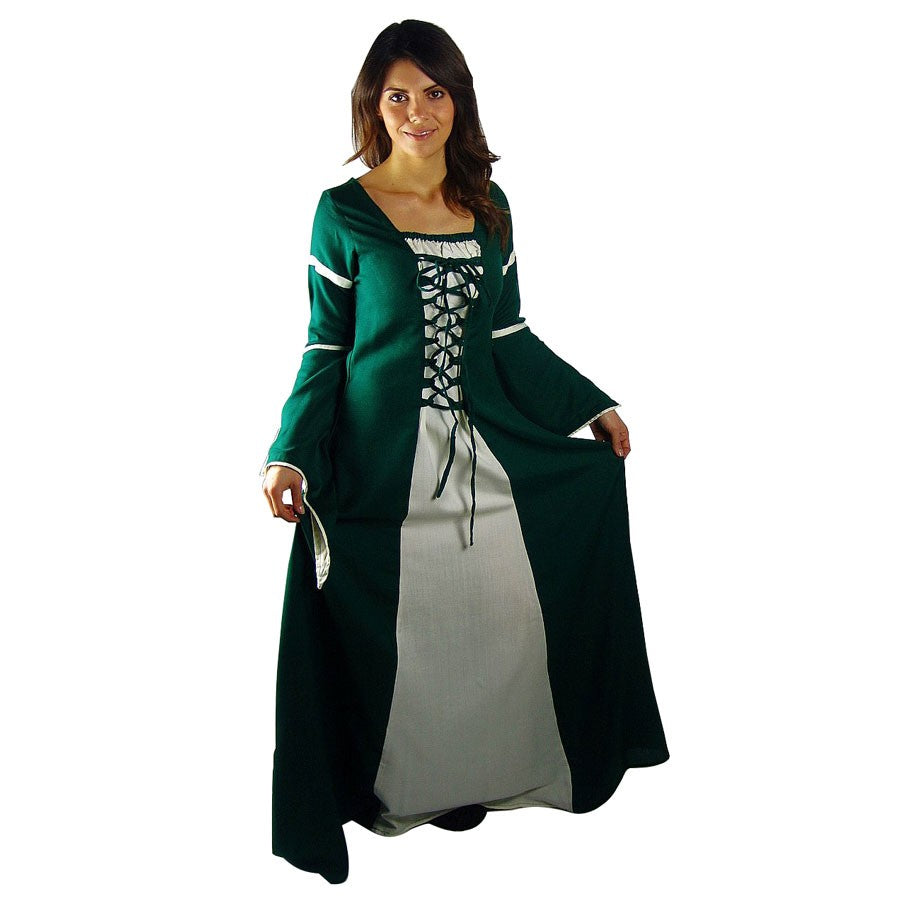 Vestido medieval mujer Verde-Blanco