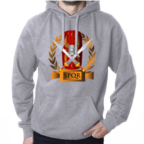 Sudadera Gris Legiones Romanas, SPQR, con Capucha