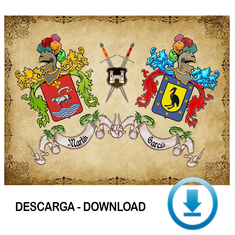 Pergamino Virtual escudo de armas 2 apellidos (sin descripción)