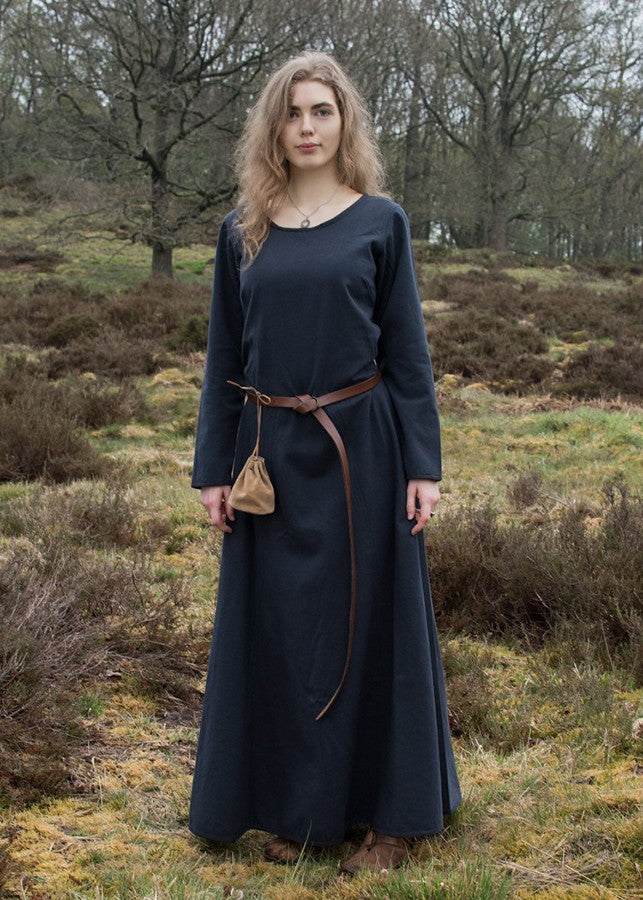 Vestido vikingo largo Afra, Azul Oscuro