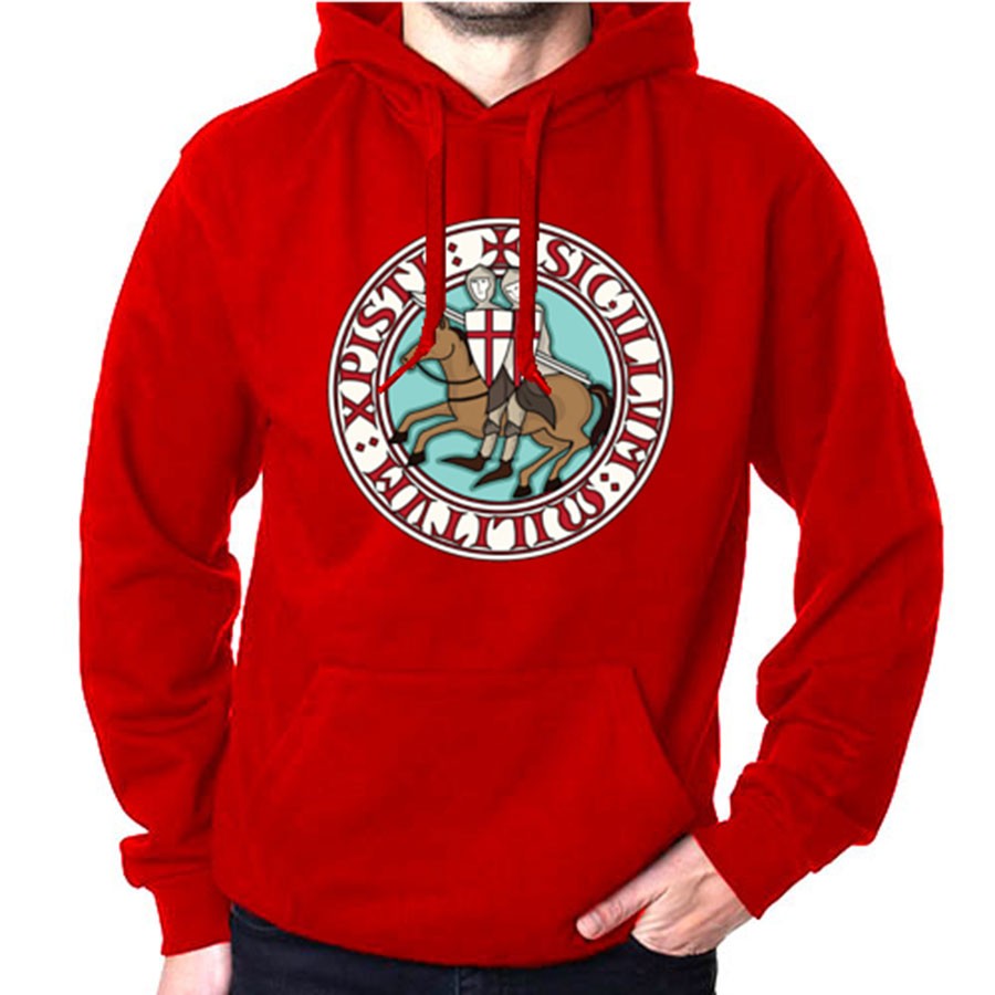 Sudadera Roja Caballeros Templarios con Capucha