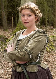 Chaqueta medieval Griselda en Antelina, color verde