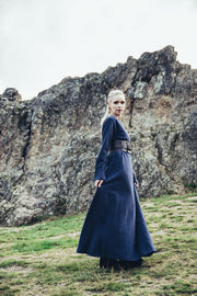 Vestido vikingo de algodón Valdis, azul medianoche