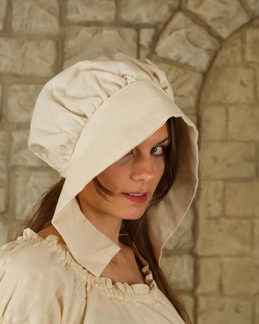 Capota medieval en algodón modelo Anna, color crema