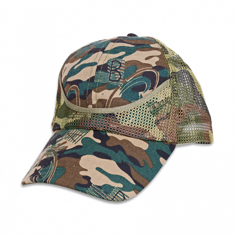 Gorra camo camuflaje verde, ajustable con rejilla