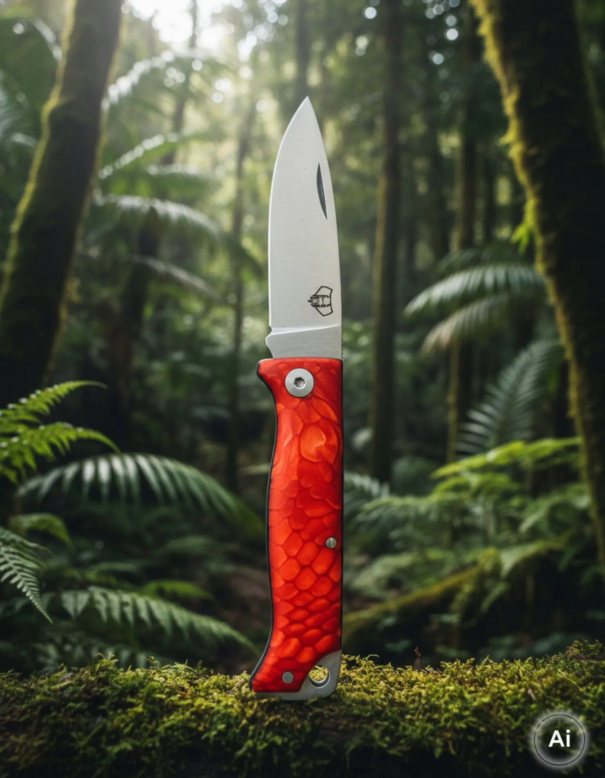 Navaja de caza Cudeman modelo MT-10 roja satinado (con funda)_IA