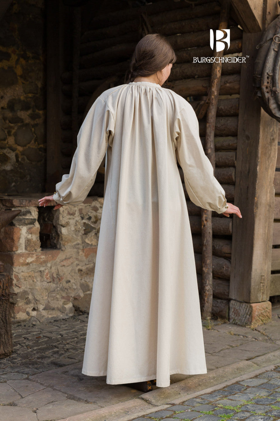 Vestido medieval modelo Rus Lilia, Blanco Natural