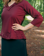 Blusa medieval algodón modelo Josefina, burdeos
