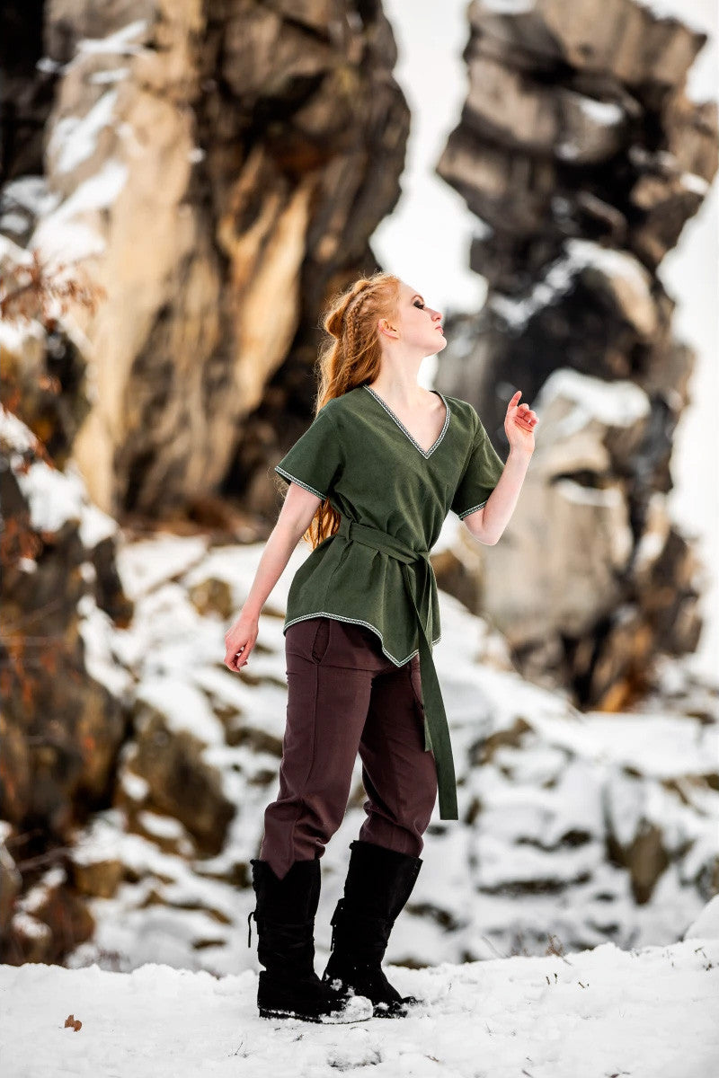 Túnica medieval para mujer modelo Matilda, verde