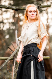 Blusa medieval manga corta modelo Verena, blanco natural