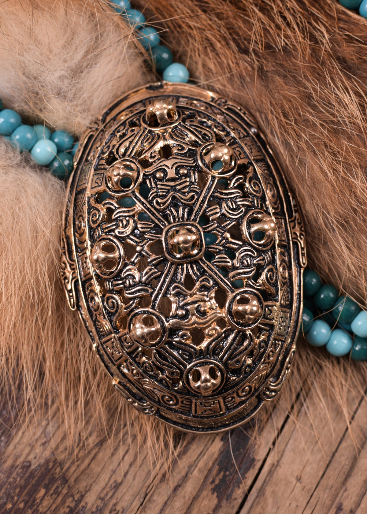 Broche vikingo forma oval fantasía hecho a mano