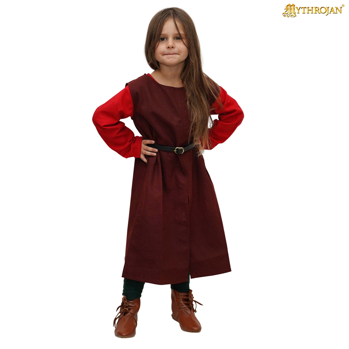 Tabardo medieval guerrero vikingo para niños, color marrón