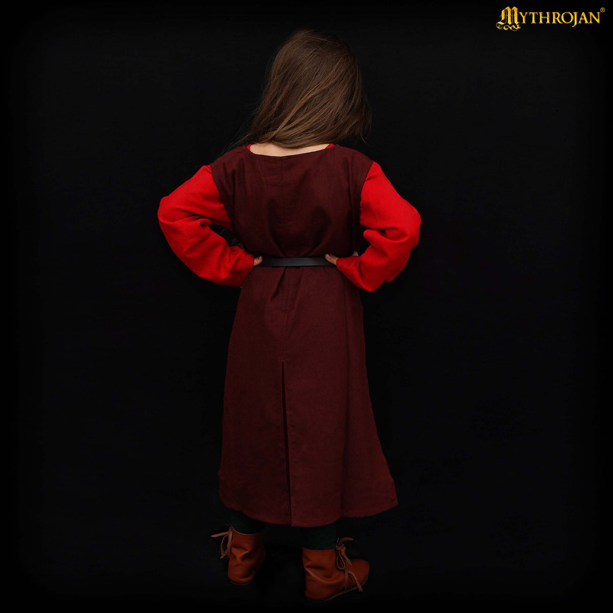 Tabardo medieval guerrero vikingo para niños, color marrón